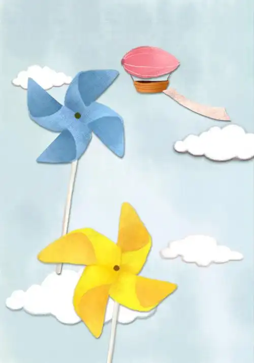 可爱童趣风车寒假培训班海报背景素材