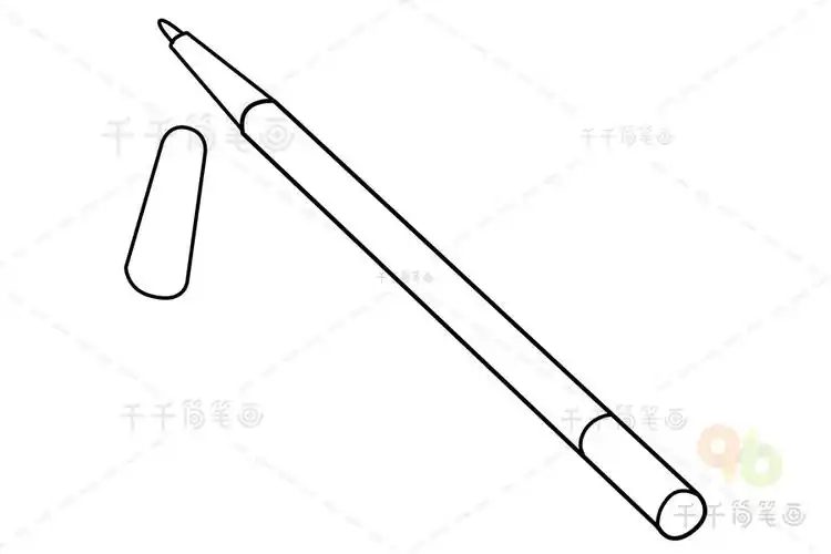 美妆用品咖啡色眉笔简笔画