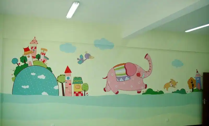 室内幼儿园墙体彩绘墙绘