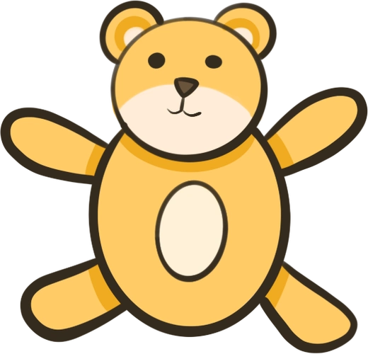 卡通手绘可爱黄色玩具熊矢量图