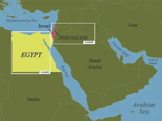 非洲与以色列的位置,图片来自learner.org