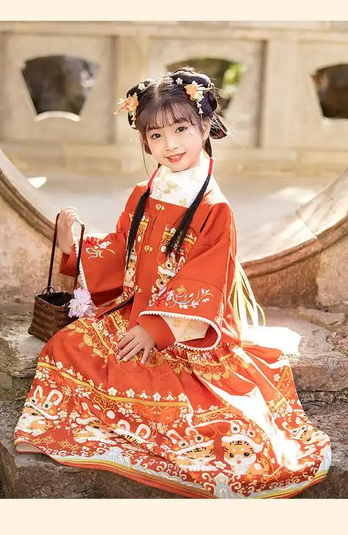 凯蒂猫汉服女童明制春秋款12岁儿童古装古风女装10岁小女孩民族服装小