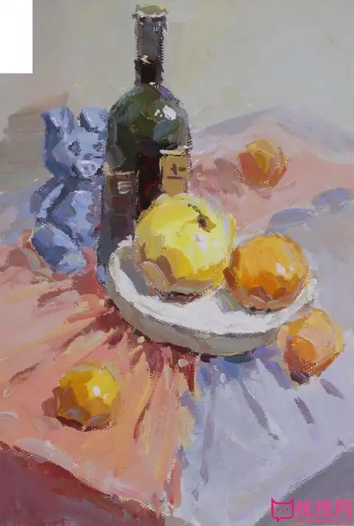 美术小联考水粉静物图片,水果盘