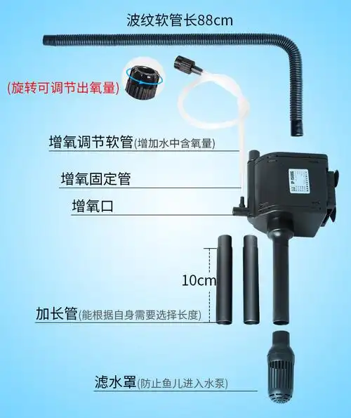 森森鱼缸三合一潜水泵过滤器静音抽水泵鱼缸过滤设备增氧鱼缸水泵