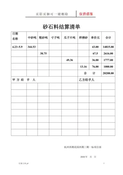 砂石料结算清单运用实操