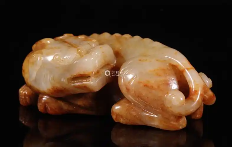 明代和田玉天禄摆件