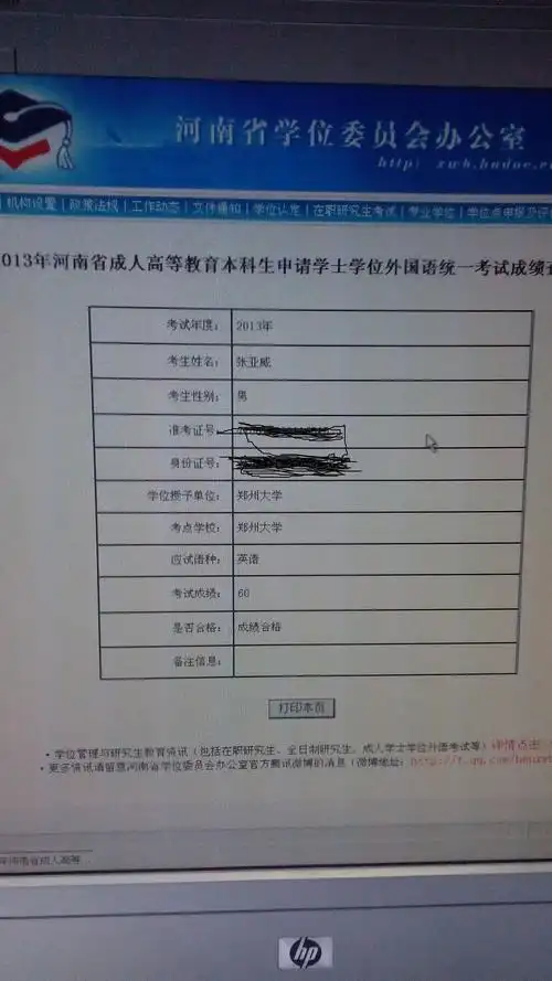 2013年11月河南自考学位英语成绩什么时候出来,怎么样查询?求解