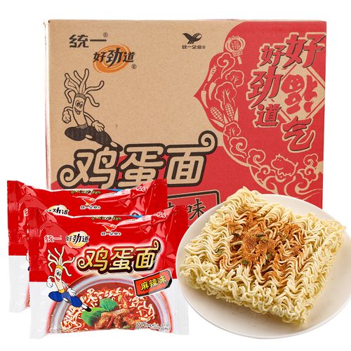统一好劲道鸡蛋面27包整箱麻辣味方便面干脆面捏碎面干吃面零食