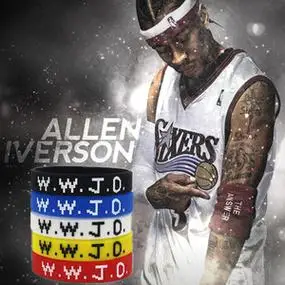 nba篮球 wwjd艾弗森手环男女运动腕带76人ai答案同款硅胶运动手环