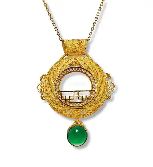 权瑾设计"雨巷画廊"金镶翡翠吊坠