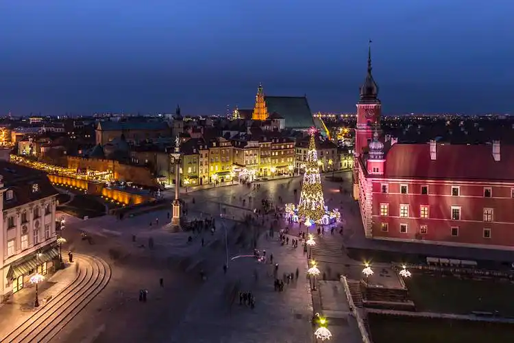 老城,华沙,波兰,夜晚,全景_高清图片_全景视觉