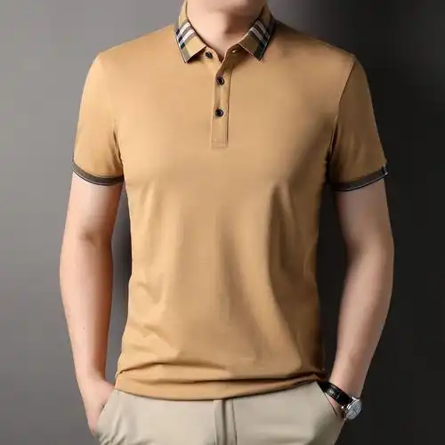 夏季男士翻领短袖t恤时尚polo衫含桑蚕丝半袖冰丝2023男装夏装潮