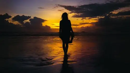 夕阳下孤独背影,高清图片,电脑桌面-壁纸族