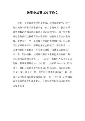 数学小故事300字作文
