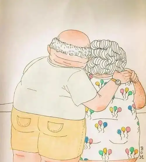 一对恩爱的老夫妻插画︱韩国插画师bomsamuso的作品