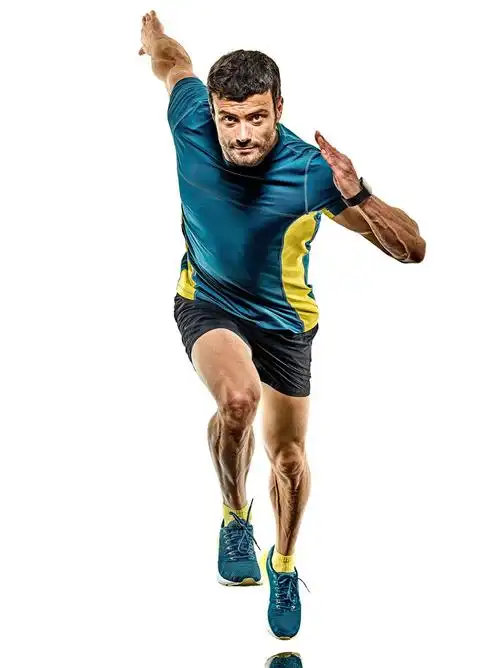 一个白人英俊的成年男子跑步运动员慢跑慢跑者孤立在白色背景下