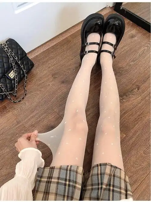 黑色大腿蕾丝点点 jk提花丝袜