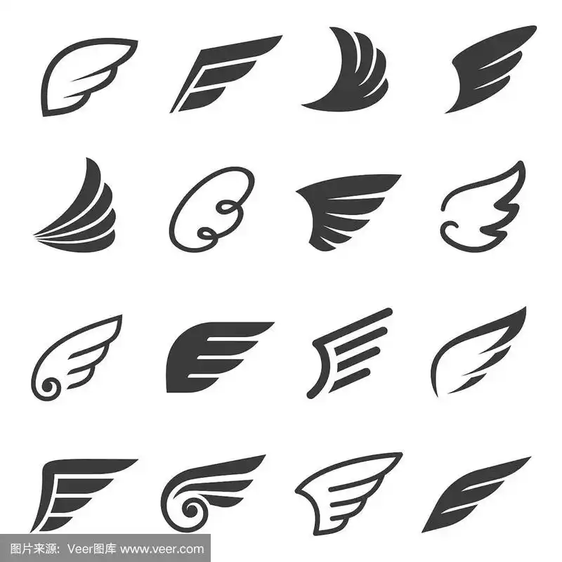 翅膀图标设置,天使或鸟的象征