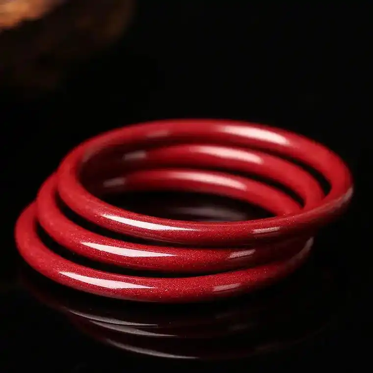 天然原矿朱砂精品紫金砂细条手镯