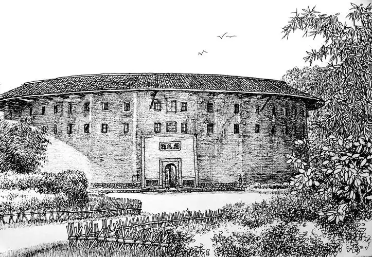 福建土楼钢笔画