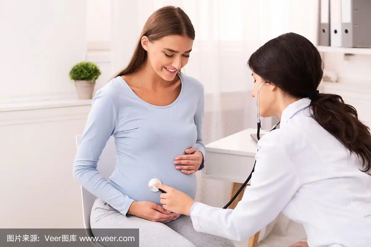 听诊器,女人,办公室,肚子,拿着