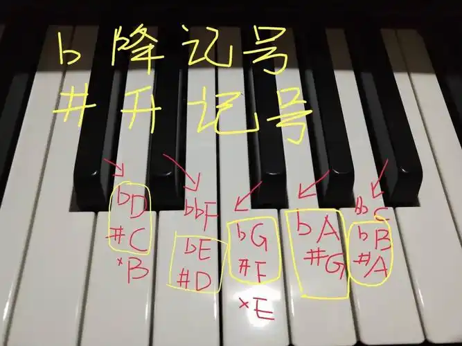 五线谱的升降调是怎样的,在琴键上要怎么弹