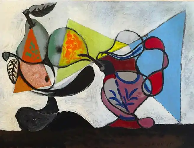 云朵美术馆#毕加索的静物画,将对象提纯成抽象的几何形体呈现.