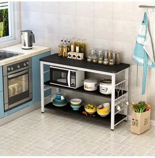 厨房置物架切菜桌家用收纳架落地多层架微波炉架储物操作台面定制