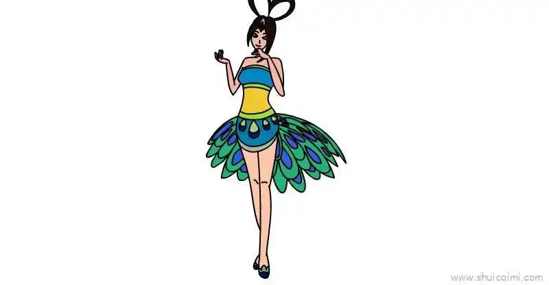 叶罗丽蓝孔雀儿童画怎么画 叶罗丽蓝孔雀简笔画步骤