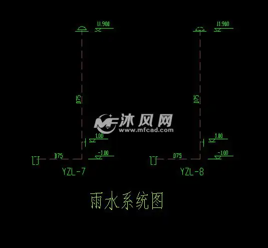 屋面给排水及雨水系统图