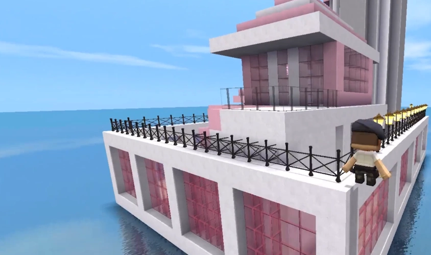 迷你世界少女心爆棚的建筑,队长出马不简单,粉红色海景房,爱了