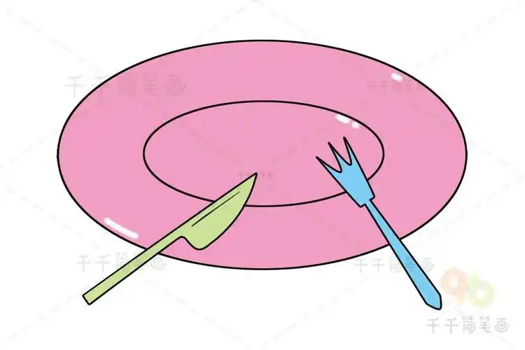 四角盘子简笔画