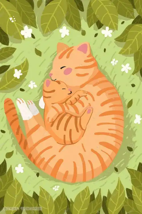 萌宠插画之橘猫妈妈橘猫宝宝