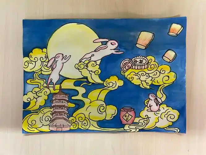 一组简单漂亮的中秋节主题绘画作品-图8