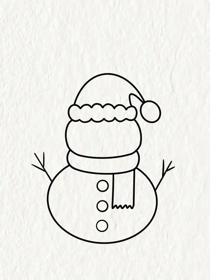 冬天主题画《小雪人》#简笔画 #一学就会系列 #绘画 #图文 - 抖音