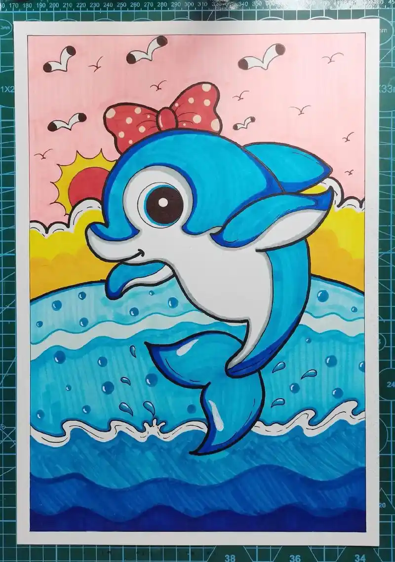 画画 #零基础学画画 #海豚 #儿童画 马克 - 抖音