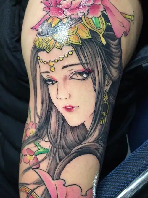 大臂艺伎_纹身图案手稿图片_影子的纹身作品集