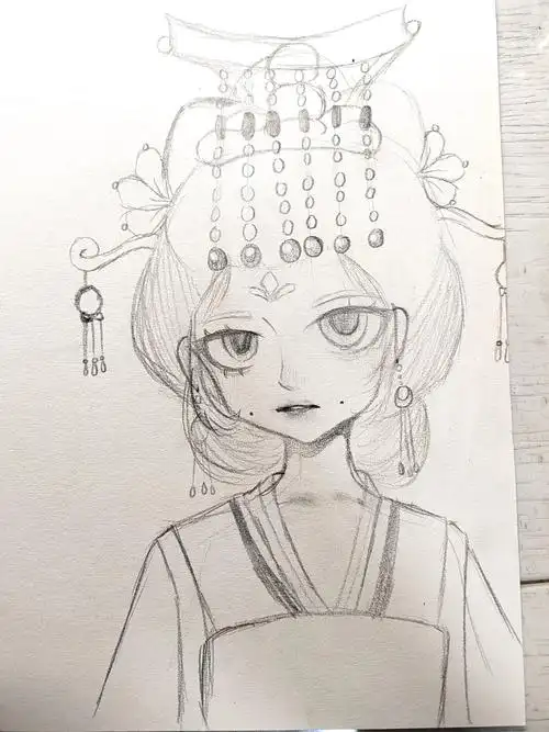 大宝手抄报草稿画的武则天