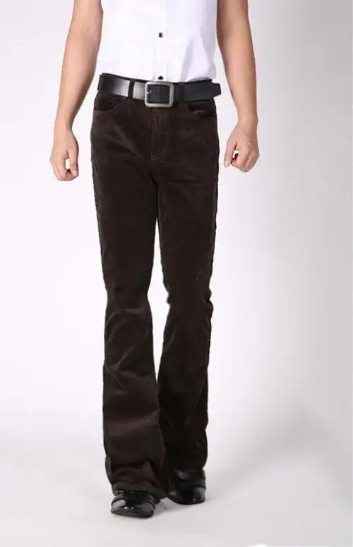 jeep微喇叭裤韩版男休闲裤小喇叭款修身男春夏秋冬季男士灯芯绒dxr 黑