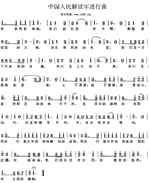 军歌中国人民解放军进行曲简谱,军歌中国人民解放军进行曲歌谱,军歌