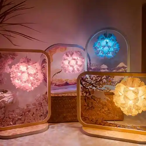 diy4款光影立体3d灯球纸艺氛围缤纷好物装饰摆件