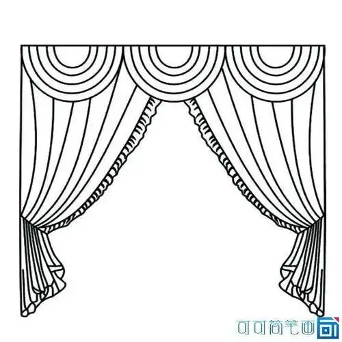 画窗帘简笔画上色 简笔画图片大全-普车都