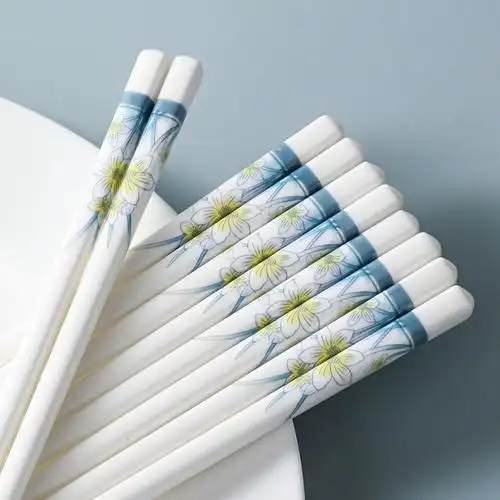 高颜值陶瓷筷子耐高温不发霉食用级网红爆款精品水仙花简约时尚