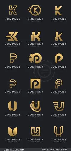 金色英文字母变形创意标志矢量素材