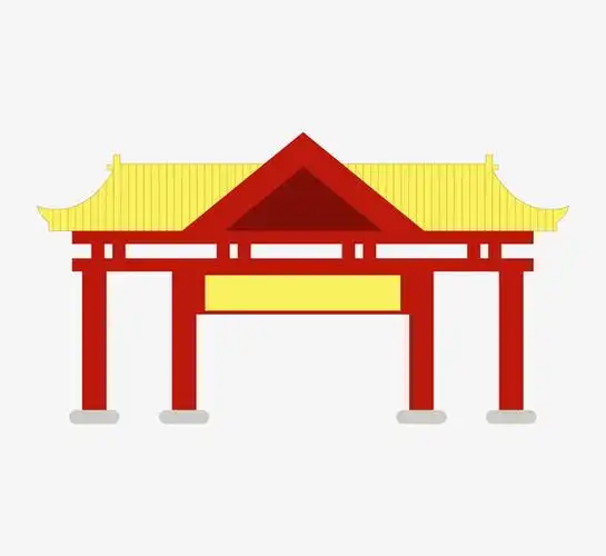 中国风卡通古建筑亭廊