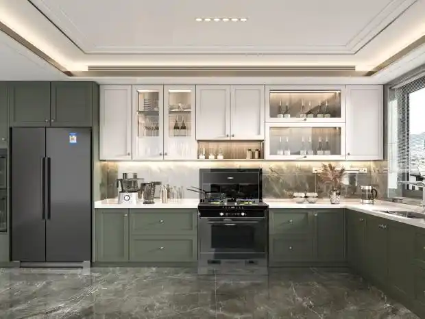 现代轻奢厨房,现代厨房,现代橱柜,现代厨房吧台,新中式厨房