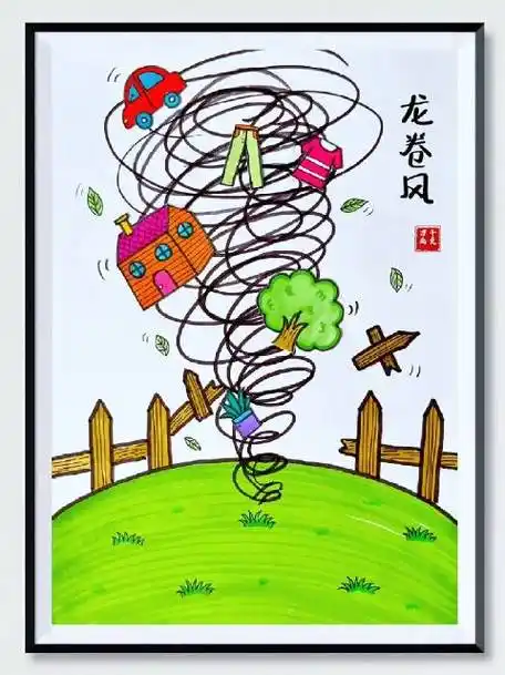 解压好玩的简笔画《龙卷风》带着孩子一起来画吧,可打印素材#儿童画