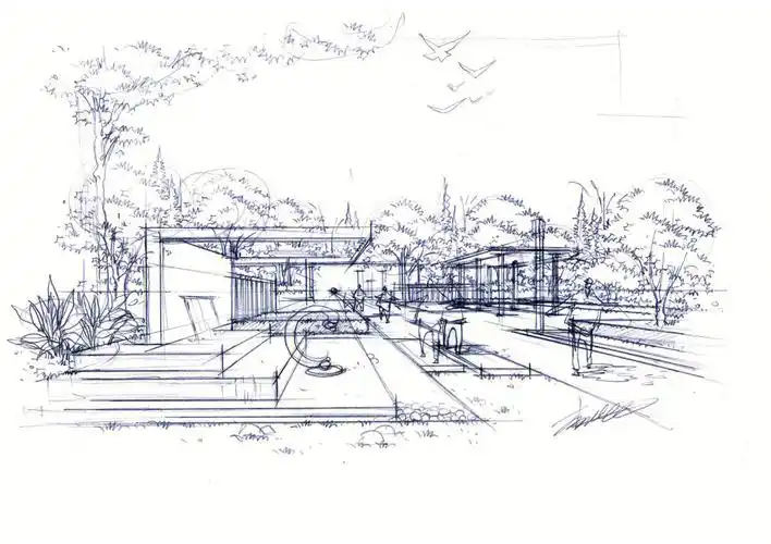 一点透视景观手绘效果图表现