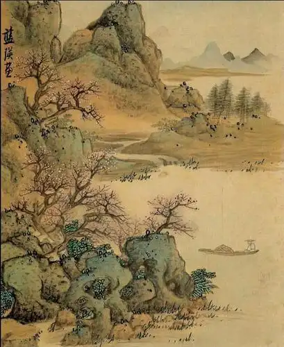 蓝瑛山水画深得宋元人笔意,单凭"青绿荷叶皴",就能傲立画坛