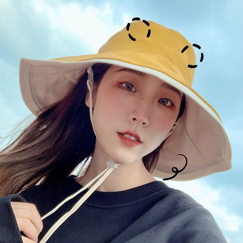 遮全脸遮阳帽女春夏韩版百搭渔夫帽沙滩海边防晒紫外线大檐双面戴帽子
